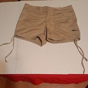 Casual Tan Cargo Shorts for Women Missing A Couple Buttons